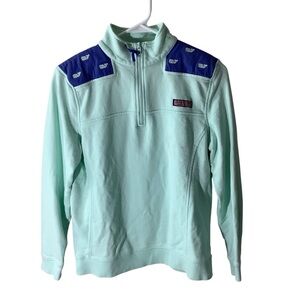 Vineyard Vines Cotton Whale Embroidered Quarter Zip Shep Top